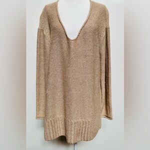 NEW Lafayette 148 New York V-Neck Gold Shimmer Sweater Size Small